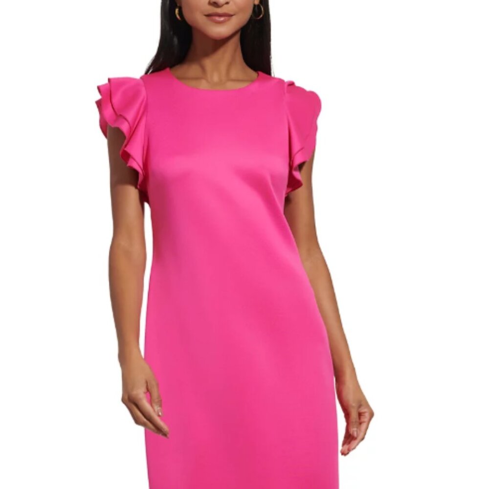 Tommy Hilfiger Pink Cocktail Dress with ruffled cap sleeves size 14